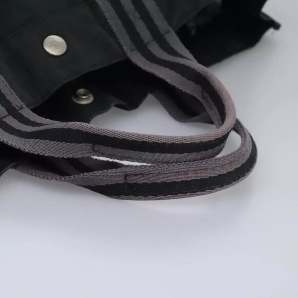 HERMES Fourre Tout MM Hand Bag Canvas Black Gray Silver Auth - Picture 8 of 16